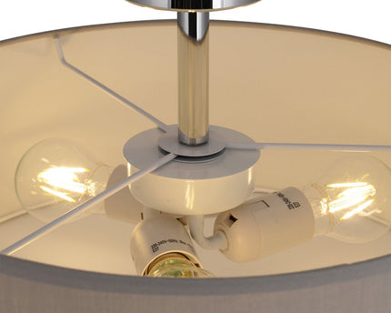 Textielplafondlamp "New York", klassieke plafondlamp met tekstbladen in grijs, met E27 -aansluiting, plafondlicht 40 cm in diameter, geschikt voor de hele woonruimte