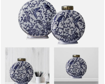 Blauw-witte porseleinen bloemenvaas klein formaat (voor Kitchee Home)