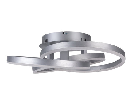 Smart Home LED plafondlicht "Divora" Ø 58 cm, plafondlamp gemaakt van metaal, aluminium geborsteld en wit plastic, met veel functies, stevig gebouwd -in LED's, verlichting voor woonkamer, eetkamerkantoor of gang
