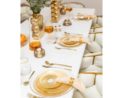 Gouden platte plaat in glas 28x28x2.5 cm - zon