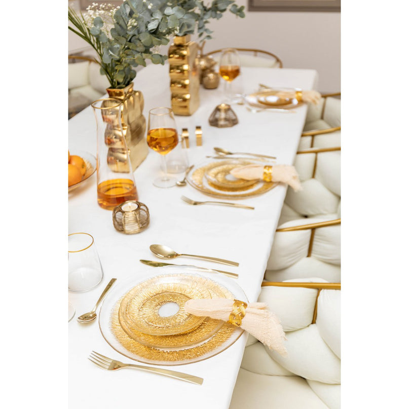 Gouden platte plaat in glas 28x28x2.5 cm - zon