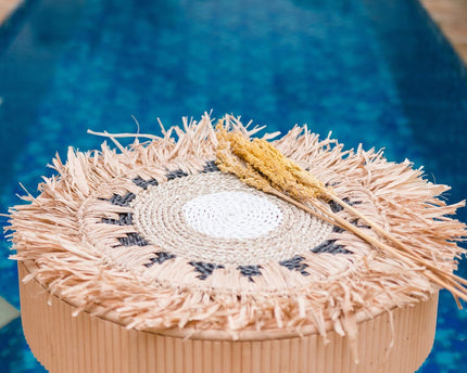 Placemat PAGU (set van 2, 4 of 6) 45 cm | Boho Placemat met Franjes gemaakt van Raffia