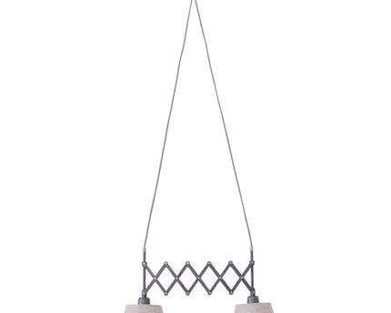 Schaar hanglamp "Adrianne", breedte uit te strekken van 35-57 cm, gemaakt van bruin metaal met natuurlijk gekleurde textiel parasols, E27-versies, verlichting voor woonkamer, eetkamer of kantoor