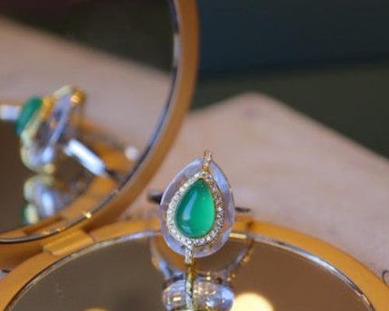 Royal Pear -Cut Green Onyx Ring - verstelbaar