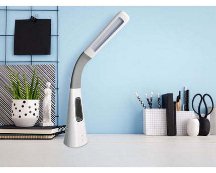 LED-tafellicht "Ventu" met ventilator, met aanraking, dimable, gemaakt van wit plastic, stevig ingebouwde LED's, 40 cm hoog