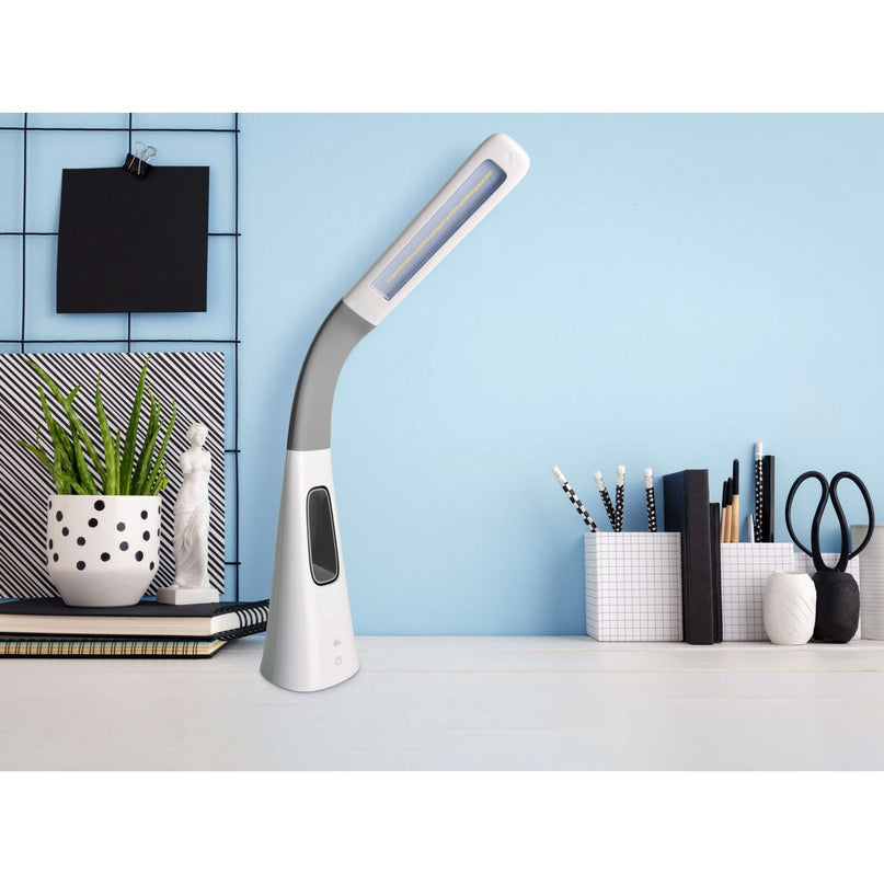 LED-tafellicht "Ventu" met ventilator, met aanraking, dimable, gemaakt van wit plastic, stevig ingebouwde LED's, 40 cm hoog