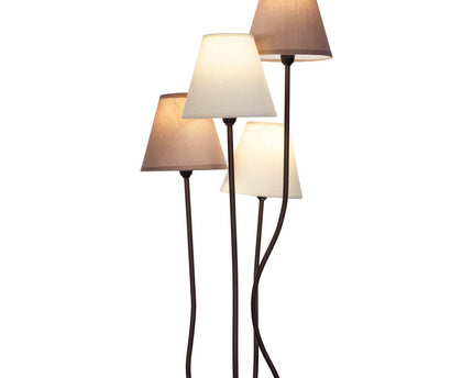 Textiel staande lamp 4-flame "boho", vloerlamp in beige/bruin, met E14-aansluiting, voor eetkamer, woonkamer, gang of kantoor, 138 cm hoog