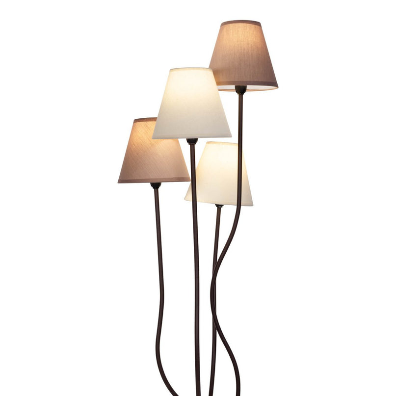 Textiel staande lamp 4-flame "boho", vloerlamp in beige/bruin, met E14-aansluiting, voor eetkamer, woonkamer, gang of kantoor, 138 cm hoog