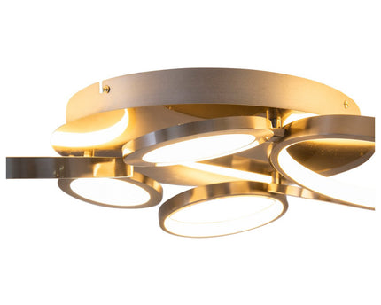 LED-plafondlicht "Stelari" Ø 56 cm, gemaakt van metaal in stalen blank en wit plastic, met stevig ingebouwde LED's, plafondlamp voor woonkamers of kantoor