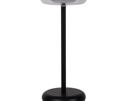 Noteloze tabletlamp "PASI" voor buiten en binnen, gemaakt van metaal en plastic in zwart, dimbaar, met aanraking en geheugenfunctie, ca. 26 cm hoog