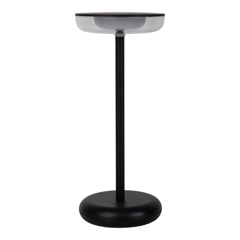 Noteloze tabletlamp "PASI" voor buiten en binnen, gemaakt van metaal en plastic in zwart, dimbaar, met aanraking en geheugenfunctie, ca. 26 cm hoog