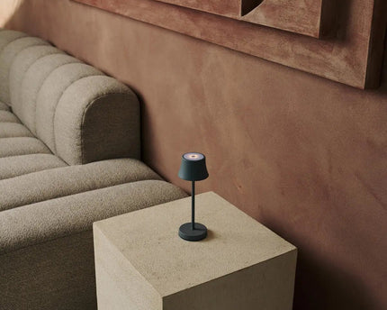 De pijp mini muis grijs oplaadbare tafellamp - draadloos opladen, dimbare lamp en 3 lichte kleuren