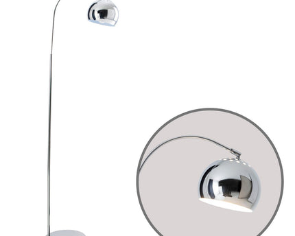 Staande lamp "stijl", retro klassieke vloerlamp met boog gemaakt van chroomkleurig metaal met, E27-aansluiting, 146 cm hoog, ideaal voor eetkamer, woonkamer en kantoor.