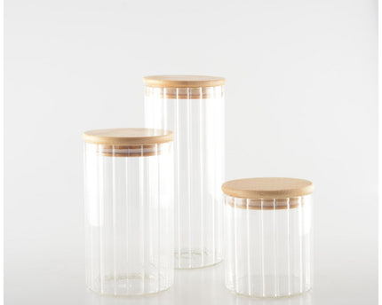 9x9x10cm glas- en houten opbergpot