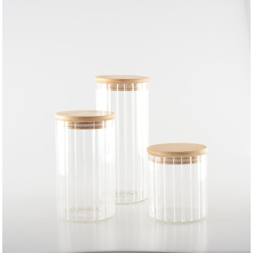 9x9x10cm glas- en houten opbergpot