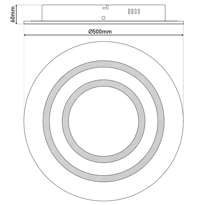 LED-plafondlicht "mirel" Ø 50 cm, 6 cm hoog, metaal en plastic in wit, geïntegreerde LED's, 2400 lm, dimmable, CCT-functie 3000-6500 K, RGB kleurverandering