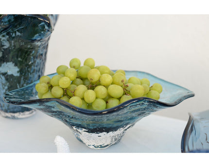 Blauw glas decoratieve snit 33x18x10.5 cm