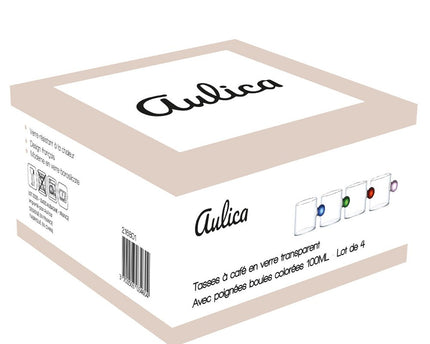 Glazen kopjes met 100 ml gekleurde balgreep - veel van 4