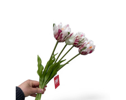 Artificial flowers Rose White tulips 5 pieces/set | Zijden kunstbloem | Lengte 35cm