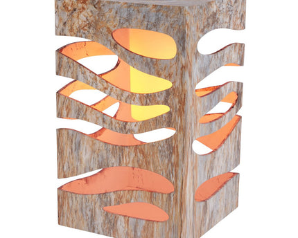 LED Decoratief-Solar Light "Hilda", 12,3 x 12,3 cm, 20 cm hoog, gemaakt van hoogwaardige plastic, bruin-beige marmeren afwerking, geïntegreerde LED, warm wit