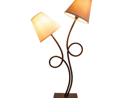 Tafellamp, 2-flame "boho" ", tafellamp bruin/beige, met E14-aansluiting, voor eetkamer, woonkamer, gang of kantoor, 65 cm hoog