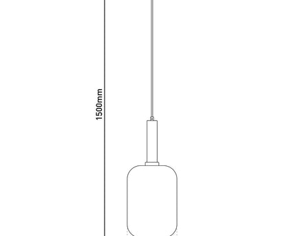 1-pending lamp "fumo", hanglamp gemaakt van metaal en glas in zwart, met E27-aansluiting, voor eetkamer, woonkamer, gang of kantoor, hangende lamp 150 x 22 cm