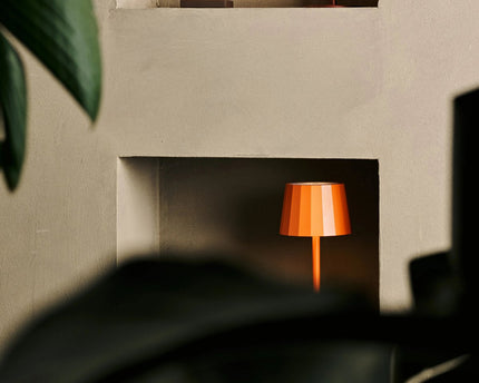 Combi Set Professional-8 x Wouter Blossom Orange Oplaadbare tafellampen & 1 x Central Station draadloos oplaadstation met Qi-Technology-Perfect voor restaurants, gastvrijheid en hotels
