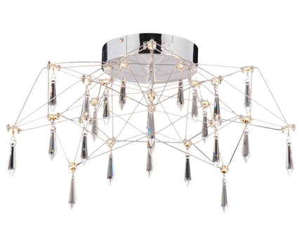 LED -plafondlicht "Araneus" gemaakt van metaal en glas in chroom, Ø 55 cm, met stevig ingebouwde LED's, verlichting voor woonkamer, eetkamer, gang of kantoor