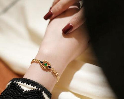 Luxe kettingarmband met groene onyx