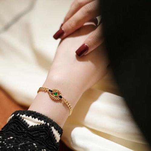 Luxe kettingarmband met groene onyx