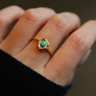 Modern vintage turquoise ovaal ring-aanpassbaar