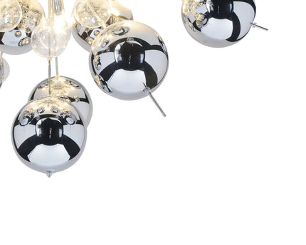 Plafondlamp "explosie" chroom gemaakt van metaal en glas, G9 -versies, plafondlamp voor eetkamer, woonkamer, gang of kantoor, Ø57 cm