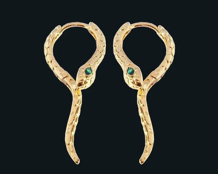 Unieke groene -eye cobra -ontwerp oorbellen - goud n zilver