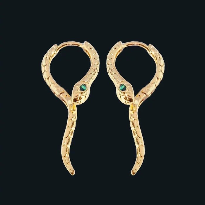 Unieke groene -eye cobra -ontwerp oorbellen - goud n zilver