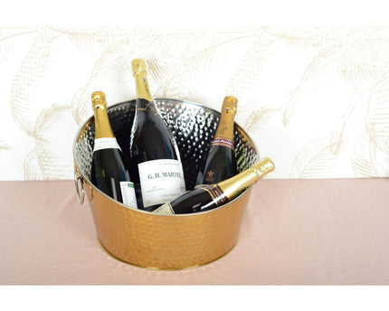 Bouwer met gehamerd gouden champagne 38 cm