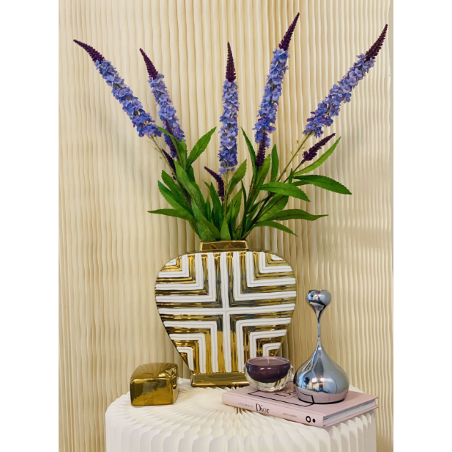 Prachtige goud-witte kunstdecorgeïnspireerde pot klein formaat (uitverkoop - 50% korting van 27,99 tot 13,99 euro)