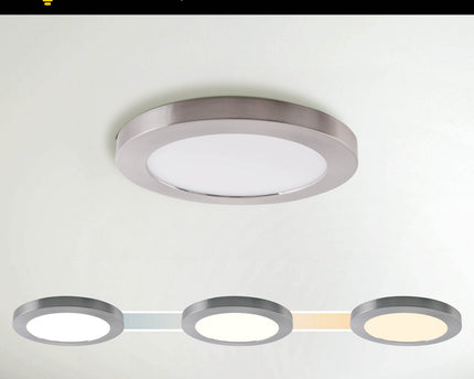 LED -plafondlamp "bonus", functie, metalen plafondlamp en plastic, ringen in chroom en wit kunnen worden gewijzigd, met stevig ingebouwde LED's, 22,5 cm diameter