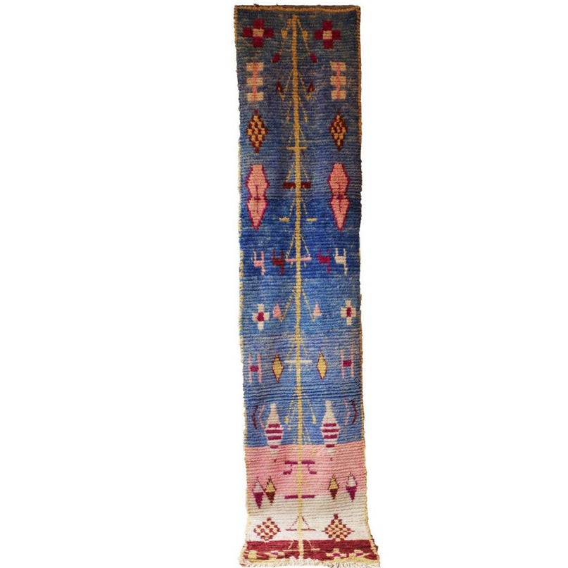 Zuiver wollen Marokkaans Berber halkleed 81 x 383 cm