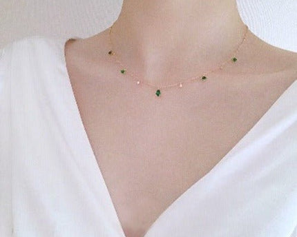 Elegante groene steen slanke ketting