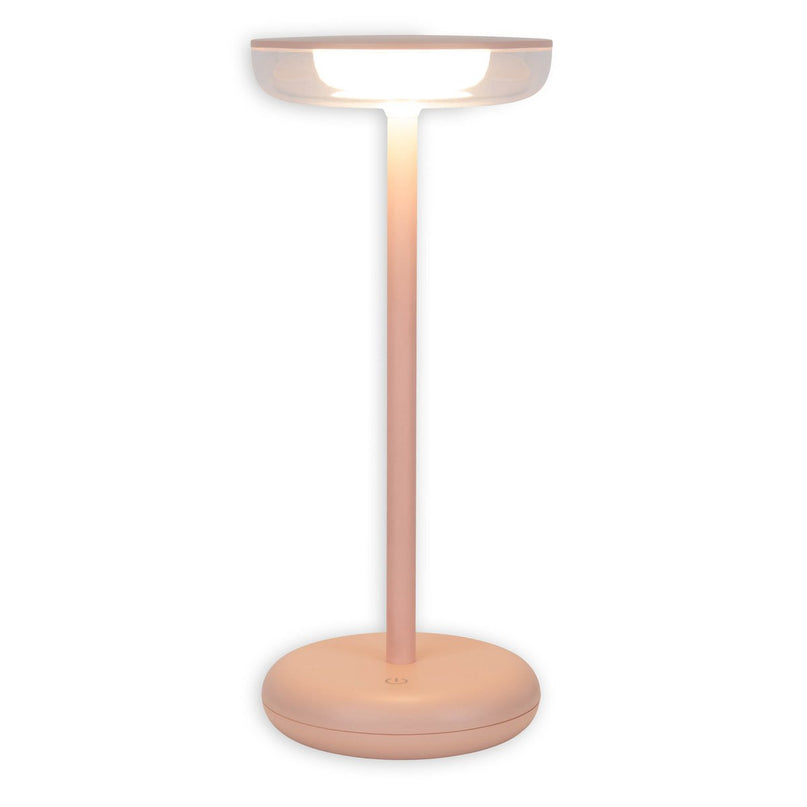 Noteloze tabletlicht "PASI" voor buiten en binnen, gemaakt van metaal en plastic in roze, dimbaar, met aanraking en geheugenfunctie, ca. 26 cm hoog