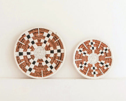 Wanddecoratie Ronde Boho Muurmand of Platte Kom TAMAN gemaakt van Bananenvezel (2 maten)
