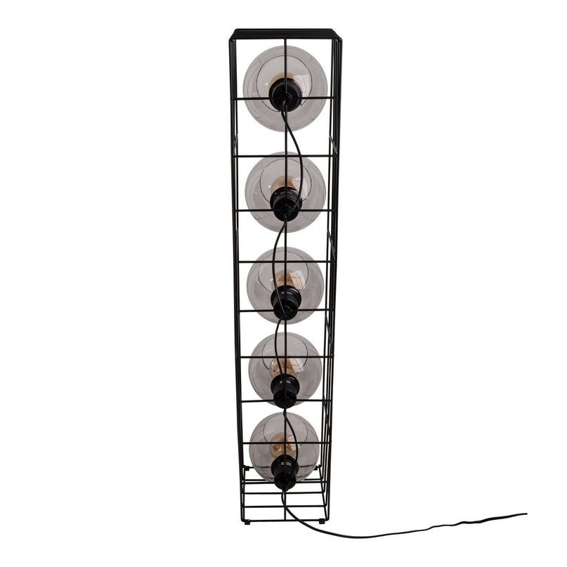 Glasse-stand-lamp "Cesta" vloerlamp gemaakt van zwarte metalen draad en getinte glas, met E27-aansluiting, 95 cm hoog, voor eetkamer, woonkamer, gang of kantoor,