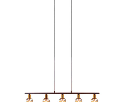 5 hanglamp "Corbis", echtelijke lamp gemaakt van zwart in zwart, met goud en rotan, met E14 -aansluiting, voor eetkamer, woonkamer, gang of kantoor, 100 cm lang