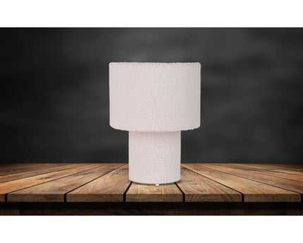 Tabellamp "Fluffy" met tekstbladen en voet in wit, E27, ca. 31 cm hoog
