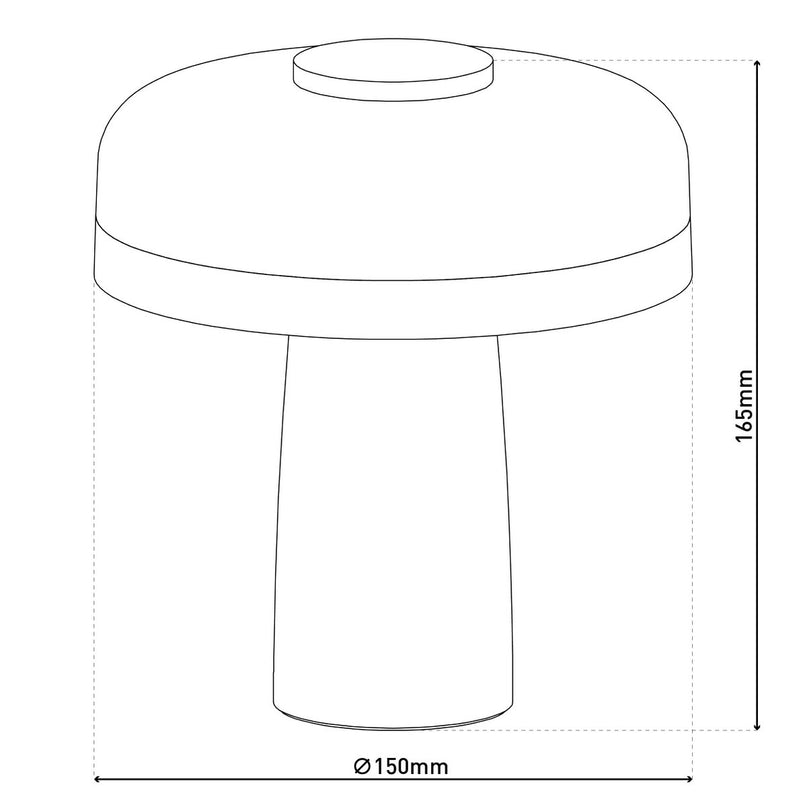 Draadloos tabletlicht "pilu", 16,5 cm hoog, boven Ø van 15 cm, metaal in zwart, wit plastic, geïntegreerde LED's, 280 lumen, dimbaar door aanraaksensor, warm wit wit