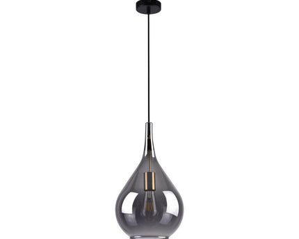 Hanger lamp "gota", retro klassieke hanglamp gemaakt van zwart rookglas Ø 25 cm, met E27 -versies, 150 hoog, ideaal voor eetkamer, woonkamer en keuken.
