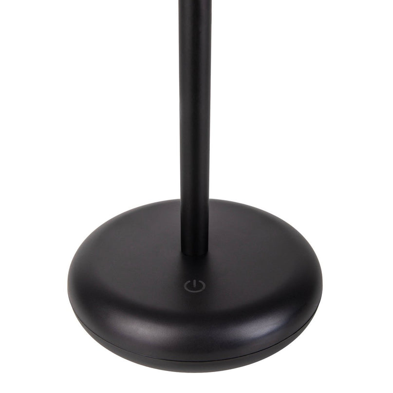Noteloze tabletlamp "PASI" voor buiten en binnen, gemaakt van metaal en plastic in zwart, dimbaar, met aanraking en geheugenfunctie, ca. 26 cm hoog