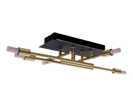LED -plafondlamp "Ancona" met achtergrondverlichting gemaakt van metaal in zwart en messing, G9 -versies, lamp voor woonkamer, eetkamer, gang en kantoor, ca.