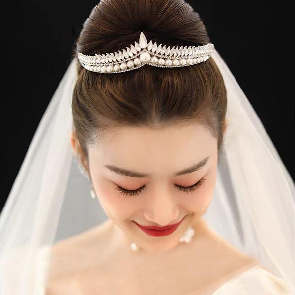 Prinseslook kristallen bruidstiara's met parels